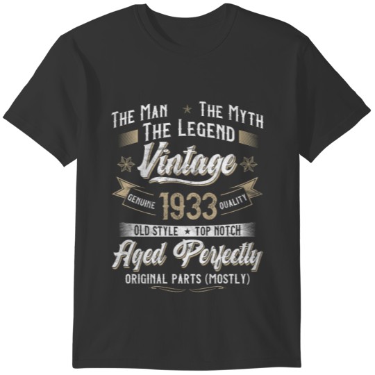 90th Birthday Gift Man Myth Legend Vintage 1933 T Shirts
