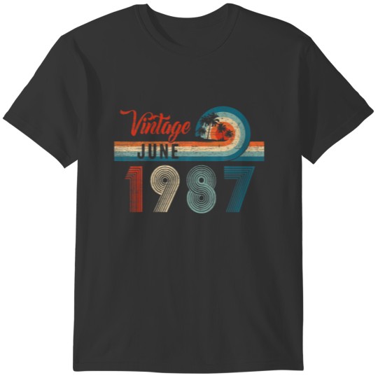 Retro 35 Birthday Gifts Vintage June 1987 35 Years T Shirts