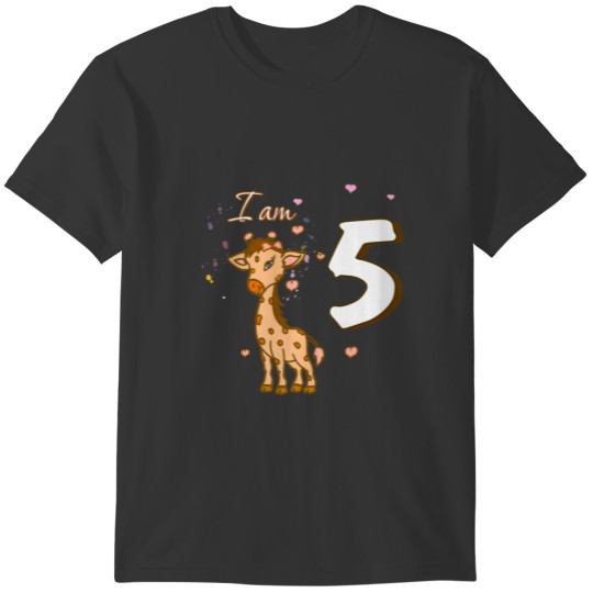 5Th Birthday Jiraff Fan Gift T Shirts