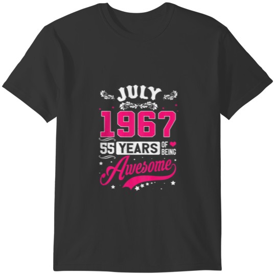 Womens July 1967 55 Birthday Apparel 55 Years Old T Shirts