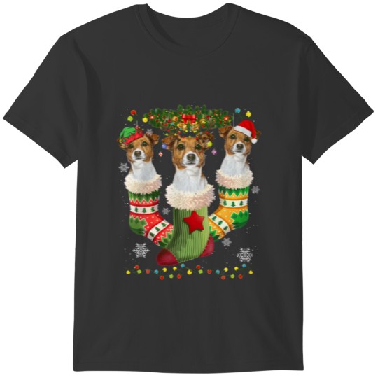 Jack Russell Christmas Socks Tree Light Xmas Santa T Shirts