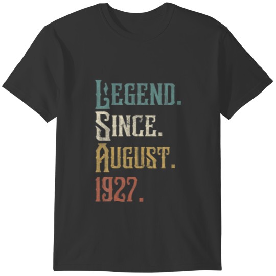 95Th Birthday Gift 95 Years Old Legend Since Augus T Shirts