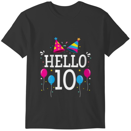 10Th Birthday Hello 10 10Th Birthday Gift, 10Th Bi T Shirts