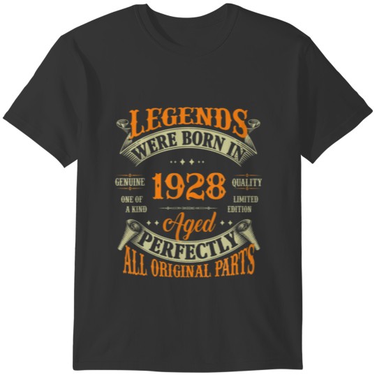 95Th Birthday Vintage T Shirts Legends Born In 1928 95