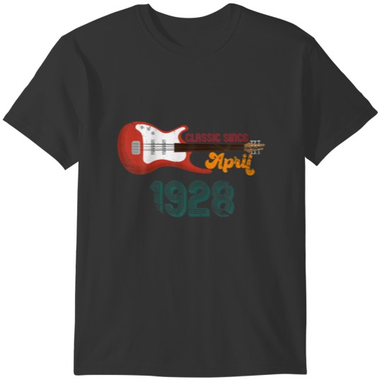 Classic Since April 1928 95Th Birthday Guitar Love T Shirts