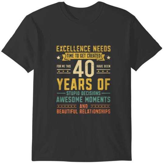 40 Years Old Vintage Funny 40Th Birthday For Men W T Shirts