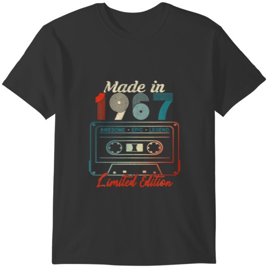 55 Birthday Gifts Year Old Made In 1967 Cassette T T Shirts