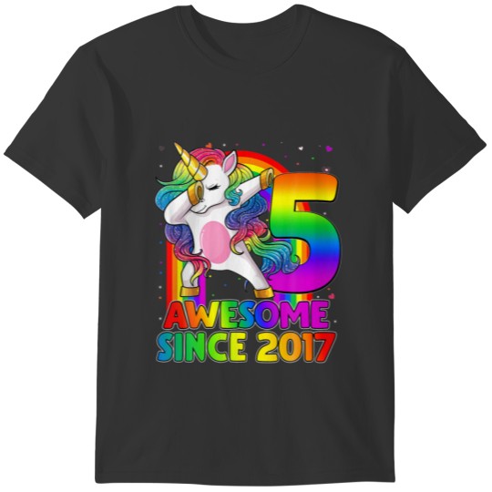 Unicorn Dabbing Girl 5Th Birthday T Shirts