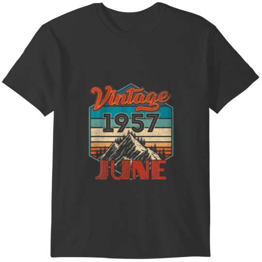 65 Birthday Gifts Vintage June 1957 Retro Sunset T Shirts