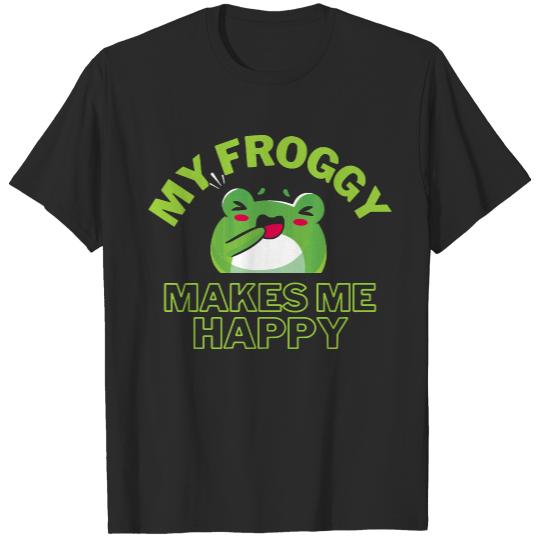 Frog T- Shirt Froggy Frog Makes Me Happy T- Shirt (1) T-Shirts