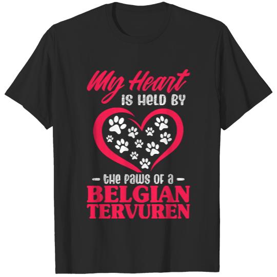 Belgian Tervuren T- Shirt My Heart Is Held By The Paws Of A Belgian Tervuren T- Shirt T-Shirts