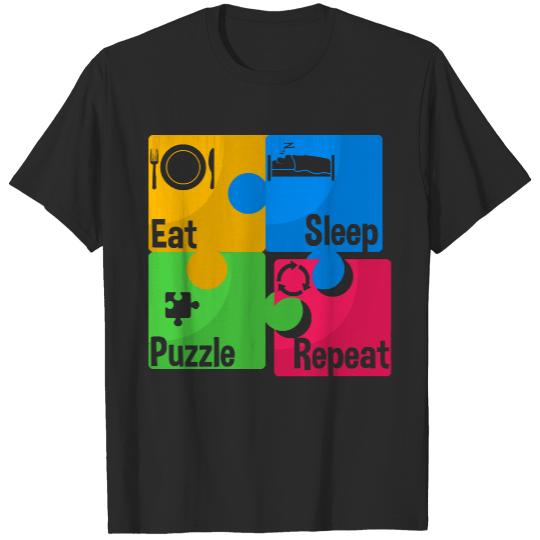 Puzzle Solvers T- Shirt Funny Puzzle Solver Eat Sleep Puzzle Solving Gift T- Shirt T-Shirts