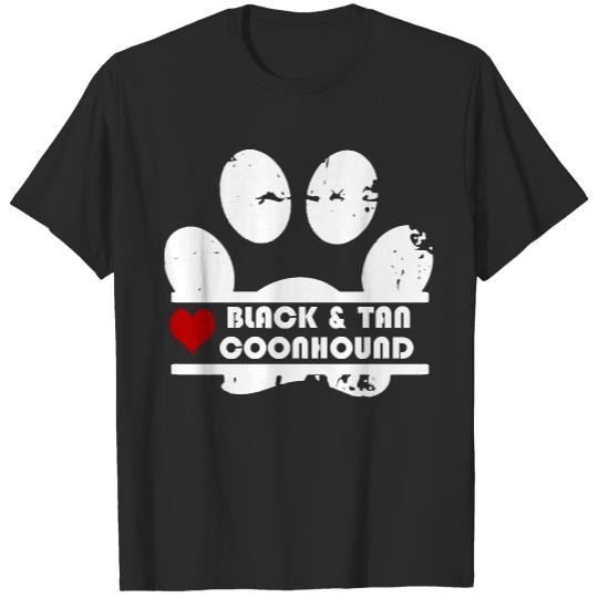 Black And Tan Coonhound Black and tan Coonhound dog paw print T-Shirts