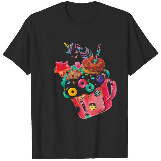 Whimsical Unicorn Milkshake T- Shirt Magical Rainbow Unicorn Smoothie Milk Shake T- Shirt T-Shirts