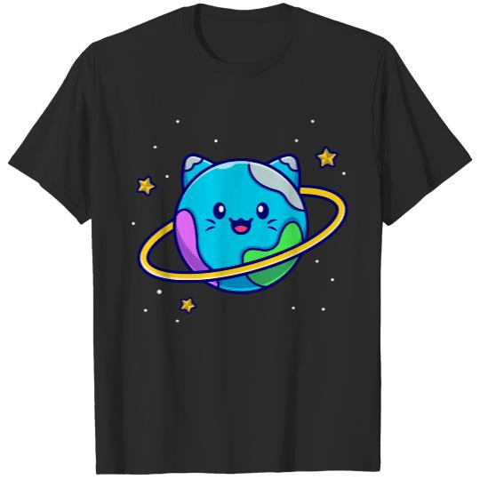 Cute Cat Planet Cartoon T- Shirt Cute Cat Planet Cartoon T- Shirt T-Shirts