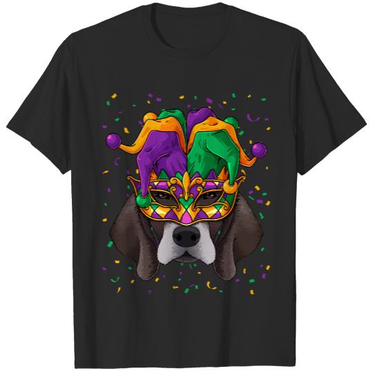 Pointer Mardi Gras T- Shirt Pointer Mardi Gras Dog Face Carnival Jester Festival T- Shirt T-Shirts
