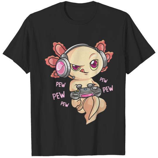 Boys T- Shirt Gaming Axolotl Shirt for Girls Gamer Women Video Game Lover T- Shirt T-Shirts