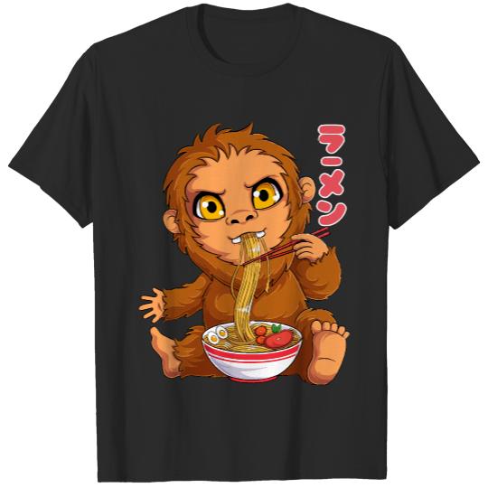 Bigfoot Ramen T- Shirt Kawaii Bigfoot Ramen Noodles Japanese Anime Noodle Soup T- Shirt T-Shirts