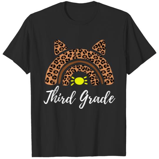 Teacher 3rd Grade T- Shirt Third Grade Rainbow Leopard 3rd Grade Teacher T- Shirt T-Shirts