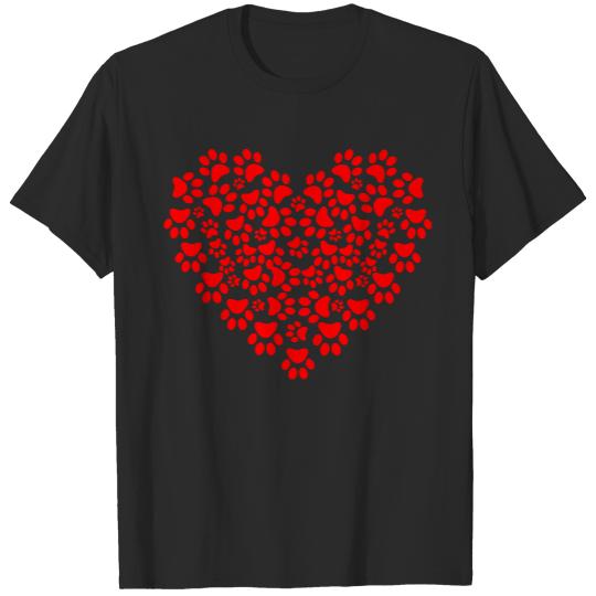 Valentines Day Heart Paw Dog Lover Valentines Day T-Shirts