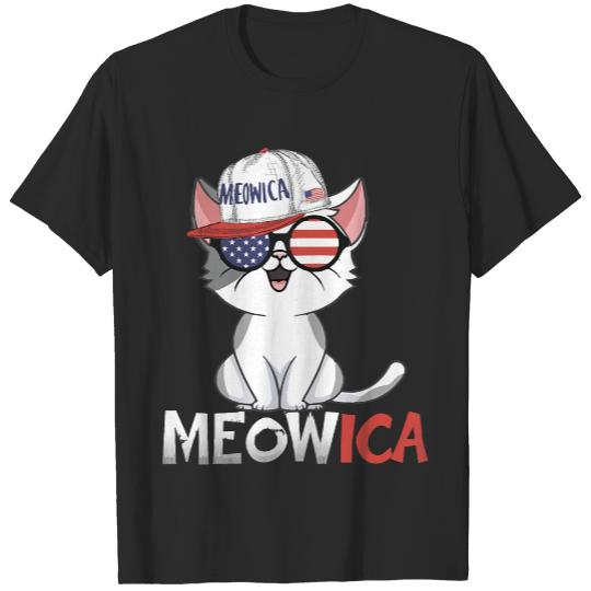 Meowica  Shirt Meowica Cat 4th of July Merica Men Women U S A American Flag   1258 T-Shirts
