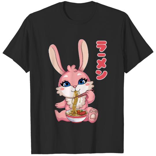 Rabbit Ramen T- Shirt Kawaii Rabbit Ramen Noodles Japanese Anime Noodle Soup T- Shirt T-Shirts
