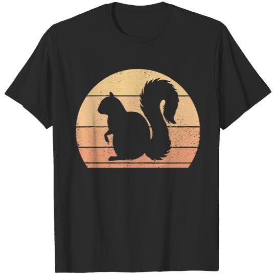 Squirrel T- Shirt Retro Sunset Squirrel I Chipmunk I Squirrel T- Shirt T-Shirts