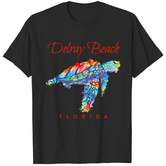 Delray Beach Florida Sea Turtle T- Shirt Delray Beach Florida Watercolor Sea Turtle T- Shirt T-Shirts