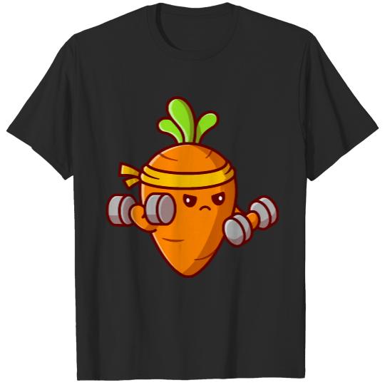 Cute Carrot Lifting Dumbbell Cartoon T- Shirt Cute Carrot Lifting Dumbbell Cartoon T- Shirt T-Shirts