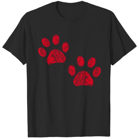 Red Colored Paw Happy Mother's Day greeting card with hand drawn red colored paw prints T-Shirts