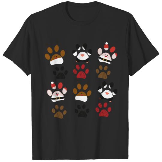 Paw Santa Claus Deer Santa Claus made of paw prints T-Shirts