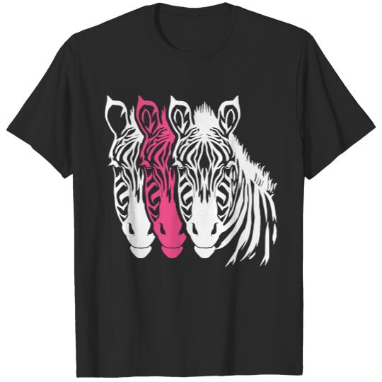 Striped Zebra Head T- Shirt White And Pink Zebra Heads T- Shirt T-Shirts