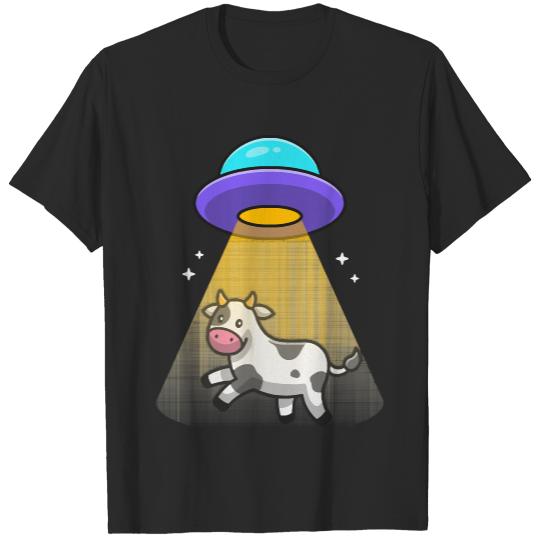 Cute Cow Sucked In Ufo Spacecraft T- Shirt1675 T-Shirts