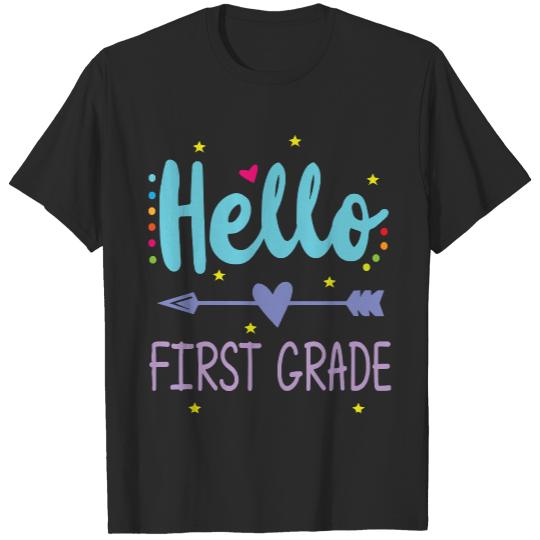 Student Back To School Hello First Grad T- Shirt Heart Arrow Teacher Student Back To School Hello First Grade T- Shirt T-Shirts