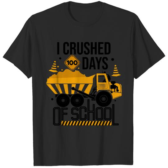 Happy 100 Days Of School For Kids Const Happy 100 Days of School for Kids Construction Vehicles T-Shirts