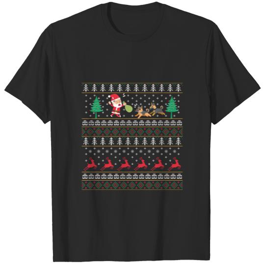 Chasing Santa German Shepherd Christmas T-Shirts