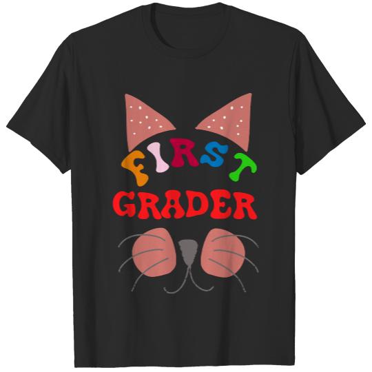 School Gift Idea T- Shirt Funny First grader Cat T-shirt T- Shirt T-Shirts