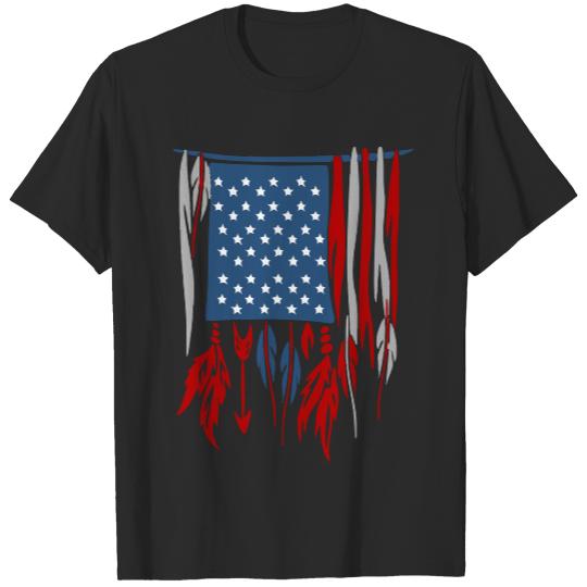 Native American T- Shirt4th Of July Native American Gift U S A flag T- Shirt T-Shirts