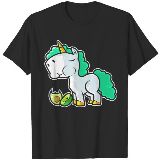 Unicorn T- Shirt Cute Unicorn Eating Avocado Kawaii Neko Anime graphic T- Shirt T-Shirts
