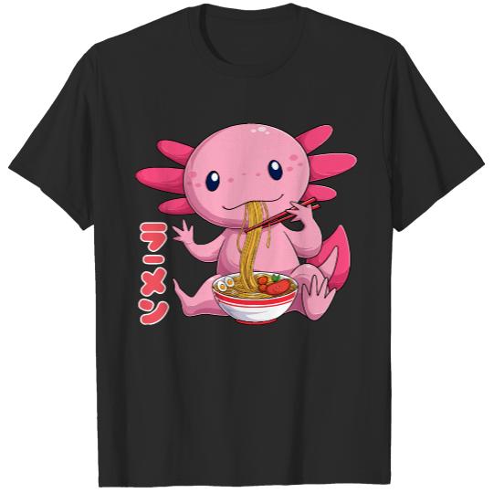Axolotl Ramen T- Shirt Kawaii Axolotl Ramen Noodles Japanese Anime Noodle Soup T- Shirt T-Shirts