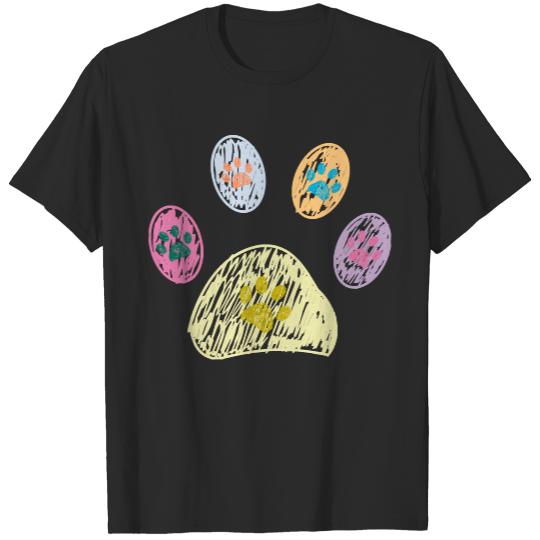 Colorful Doodle Paw Prints Symbol Colorful doodle paw prints symbol T-Shirts
