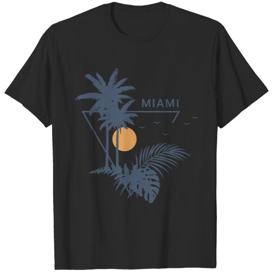 Palms Palms In Tropical Leaves. Miami. Geometric Style T-Shirts