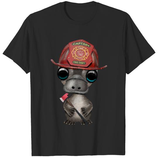 Baby Platypus T- Shirt Cute Baby Platypus Firefighter T- Shirt T-Shirts