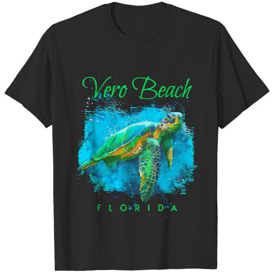 Vero Beach Florida Watercolor Sea Turtl Vero Beach Florida Watercolor Sea Turtle T-Shirts