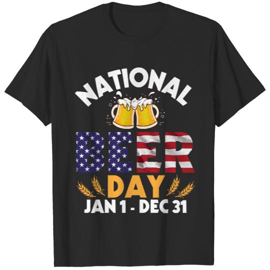 DNational Beer Day From Jan 1 To Dec 31 T- Shirt National Beer Day From Jan 1 To Dec 31 Happy Drunk Drinker T- Shirt T-Shirts