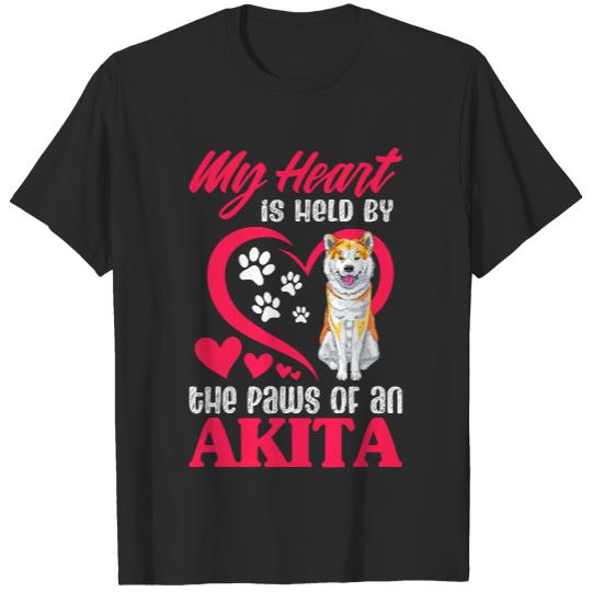 Akita T- Shirt My Heart Is Held By The Paws Of An Akita T- Shirt T-Shirts