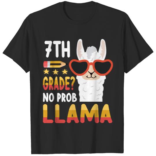 DLlama Student 7th Grade No Prob Llama T- Shirt Llama Student Teacher Back To School 7th Grade No Prob Llama T- Shirt T-Shirts