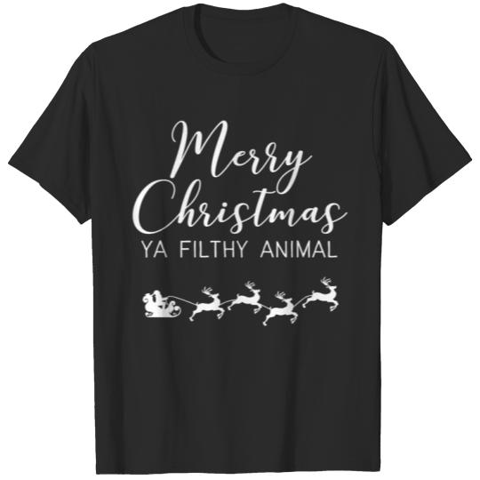 Merry Christmas ya filthy animal by birchandbark T-Shirts