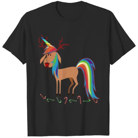 Unicorn Reindeer Christmas Xmas magical T-Shirt by pcreations T-Shirts