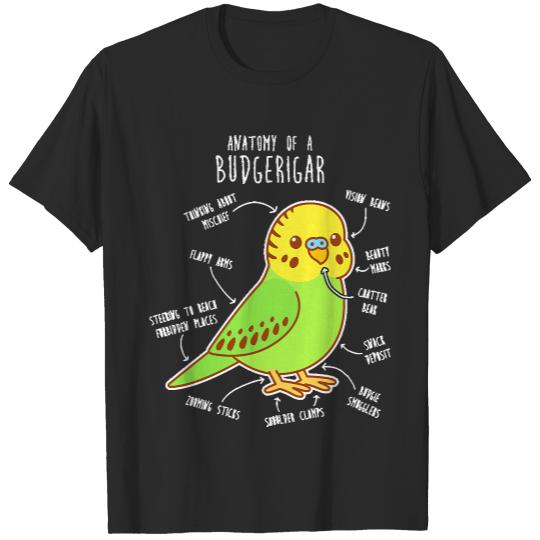 Parakeet T- Shirt Green Budgie Anatomy T- Shirt T-Shirts